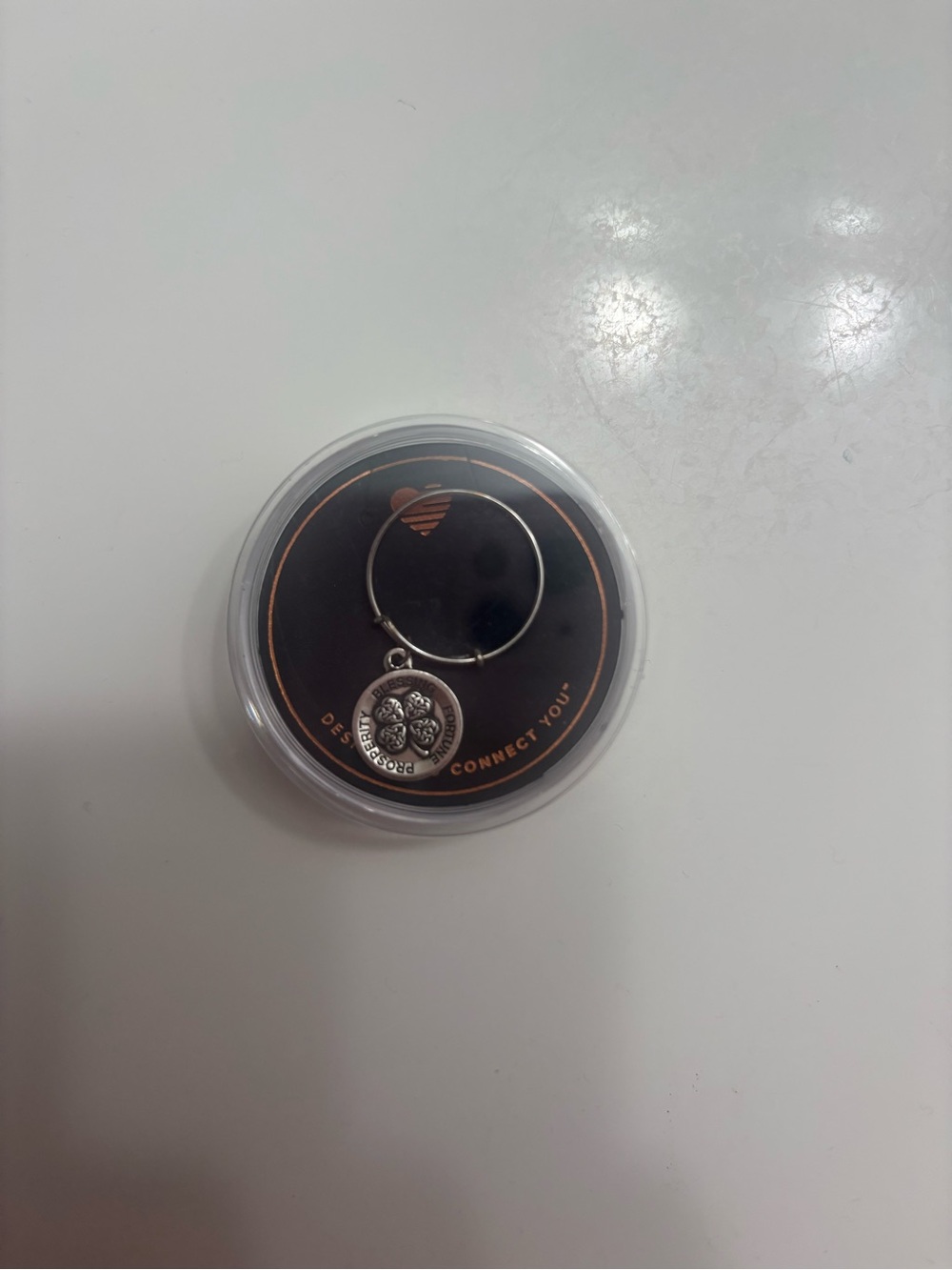 NWT Alex and Ani Four Leaf Clover Expandable Wire Ring in Silver